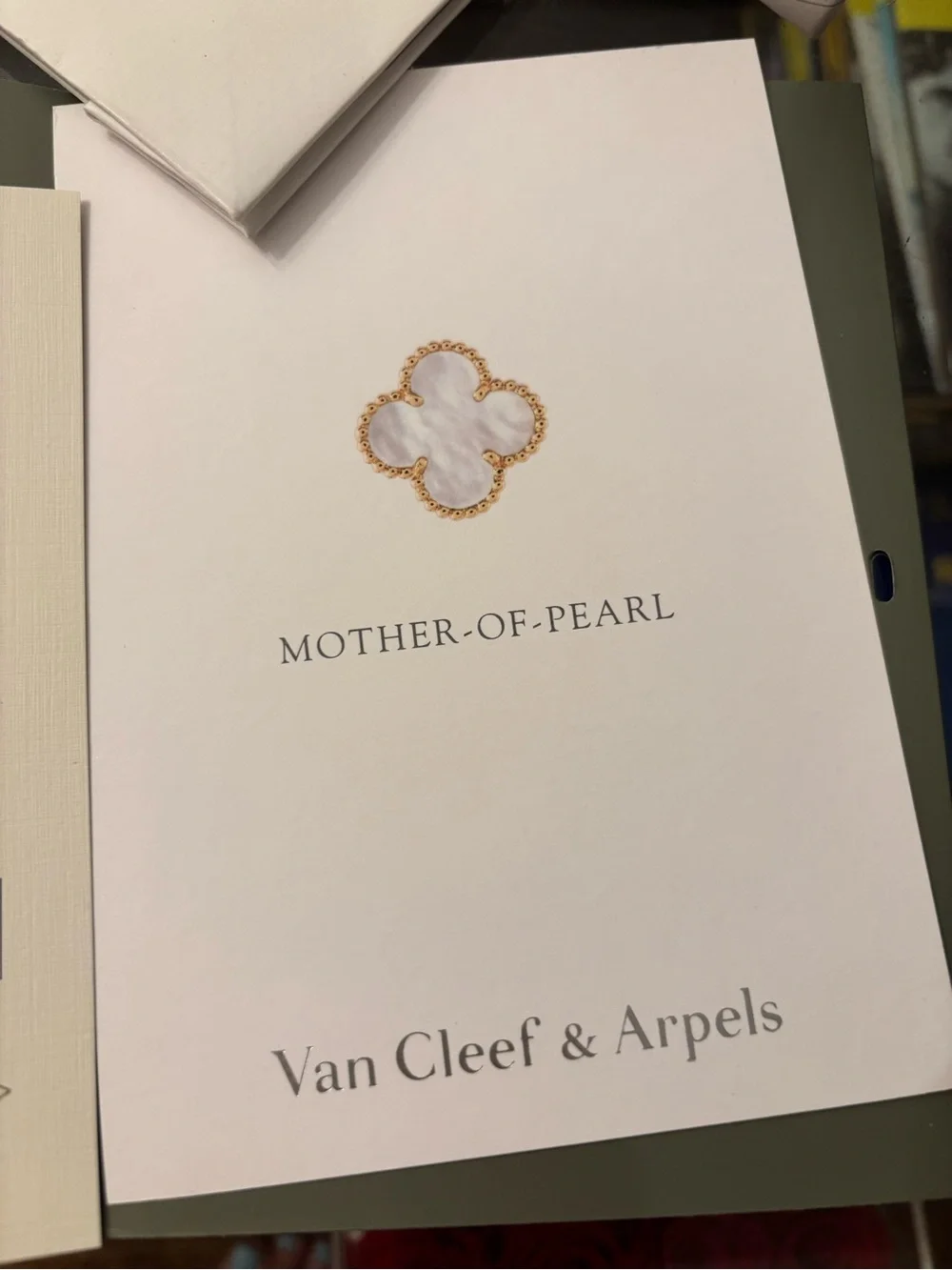 Van Cleef & Arpels Gold Necklace with White Mother-of-Pearl Clover